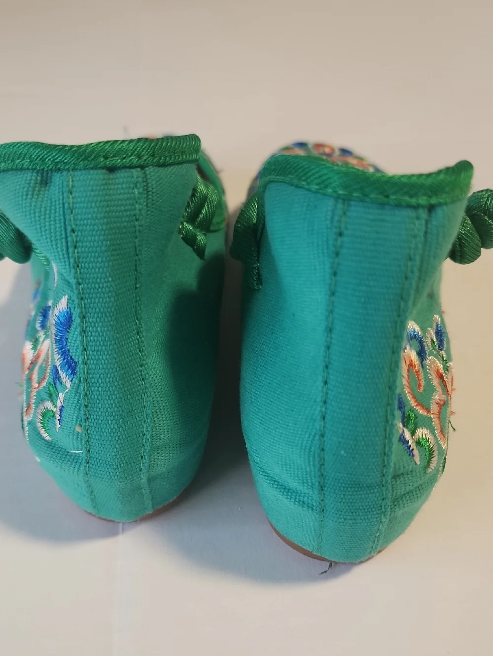 Chinese Embroidered Floral Mary Jane Cotton Loafer Wedge Shoes
